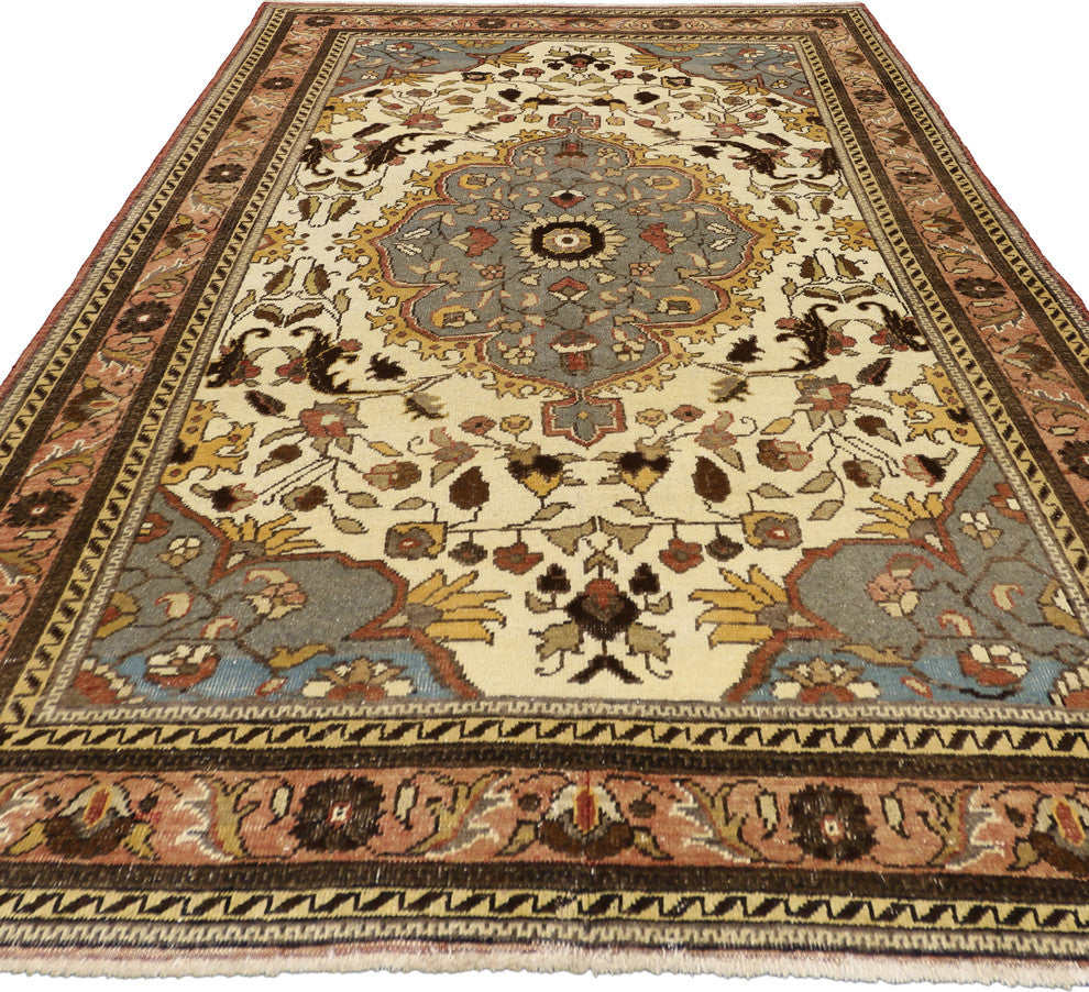 Vintage Turkish Oushak Rug, 04'10 x 07'00