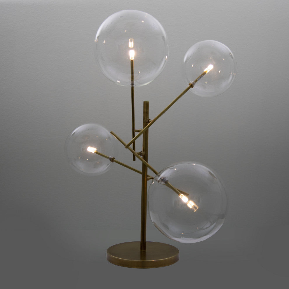 Klare 4-Light Sputnik Lamp, Antique Brass