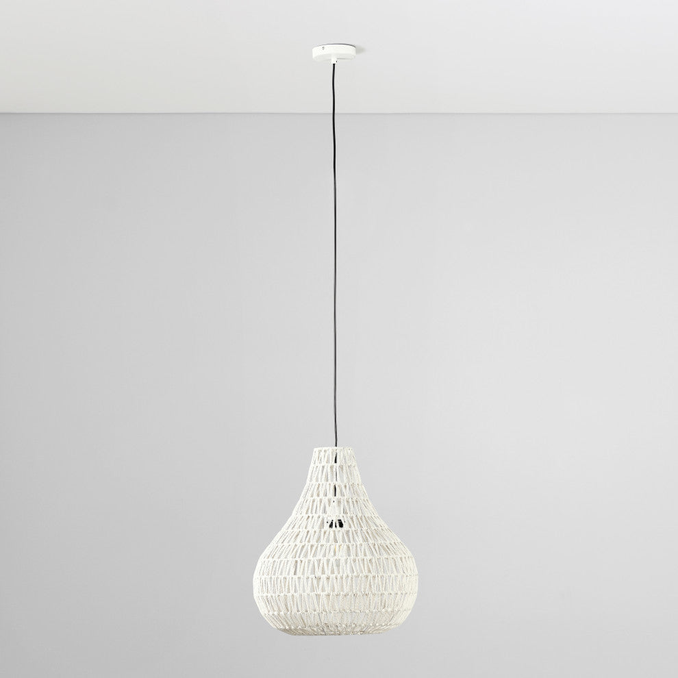 Quaid 1-Light Woven Pendant By Kosas Home, White