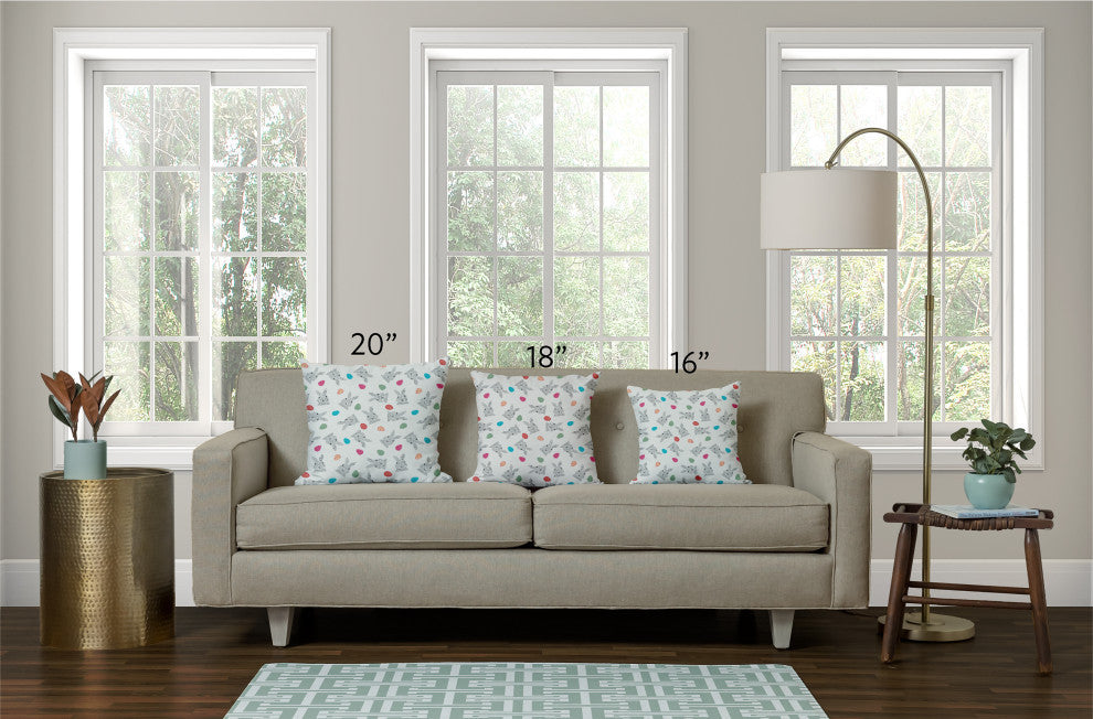 Bunnies and Eggs Easter Decorative Lumbar Pillow, Whisper White, 14x20"