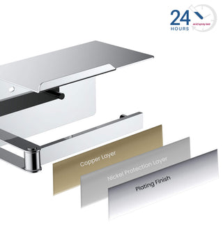 Deco Toilet Paper Holder With Shelf, Chrome