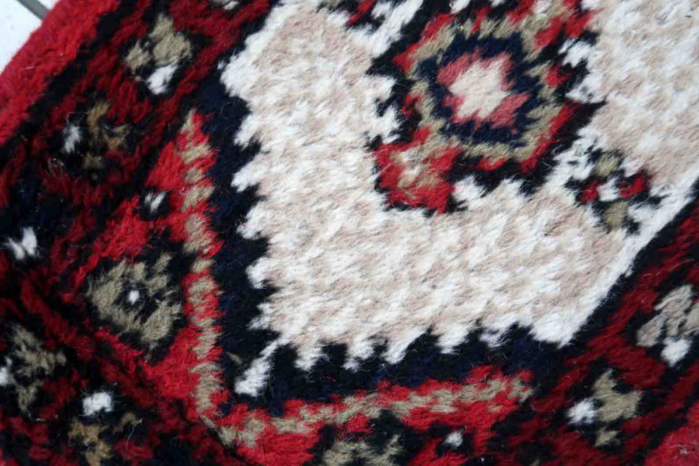 Handmade Vintage Persian Hamadan Mat 1.3'x1.9', 40cmx59cm 1970s