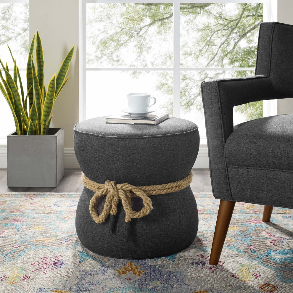 Modern Designer Lounge Club Lobby Accent Chair Ottoman, Fabric, Grey Gray