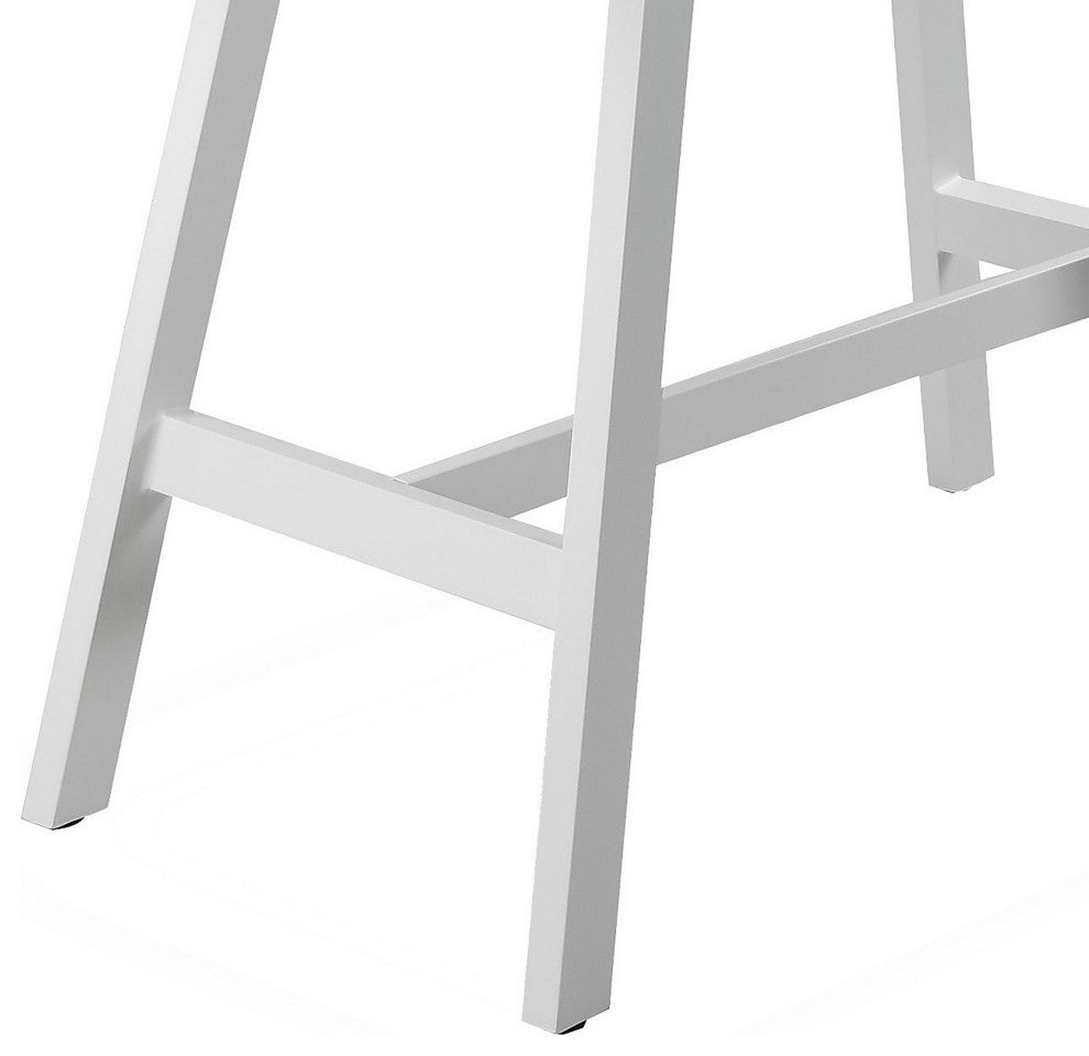 Benzara BM287784 Bar Table, Classic White Aluminum Frame, Rectanglular Top