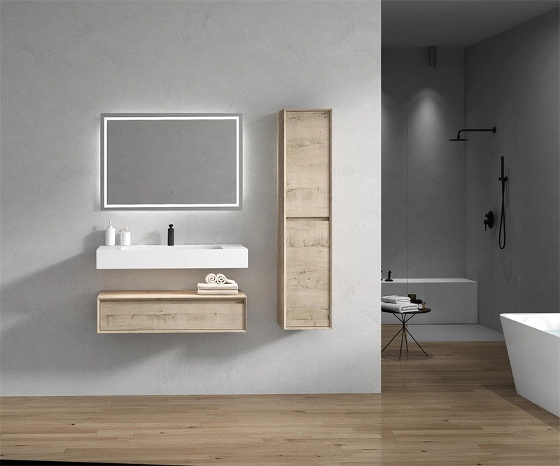 Alysa 36'' Floating Vanity, Acrylic Sink, White Oak