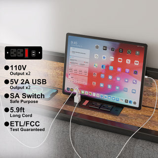 Gewnee Queen Size Bed Frame with Charging Station