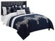 Odayle Damask 6- Piece Bedding Comforter Set, Navy, King