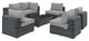 Summon 7-Piece Outdoor Patio Sunbrella Sectional Set, Gray