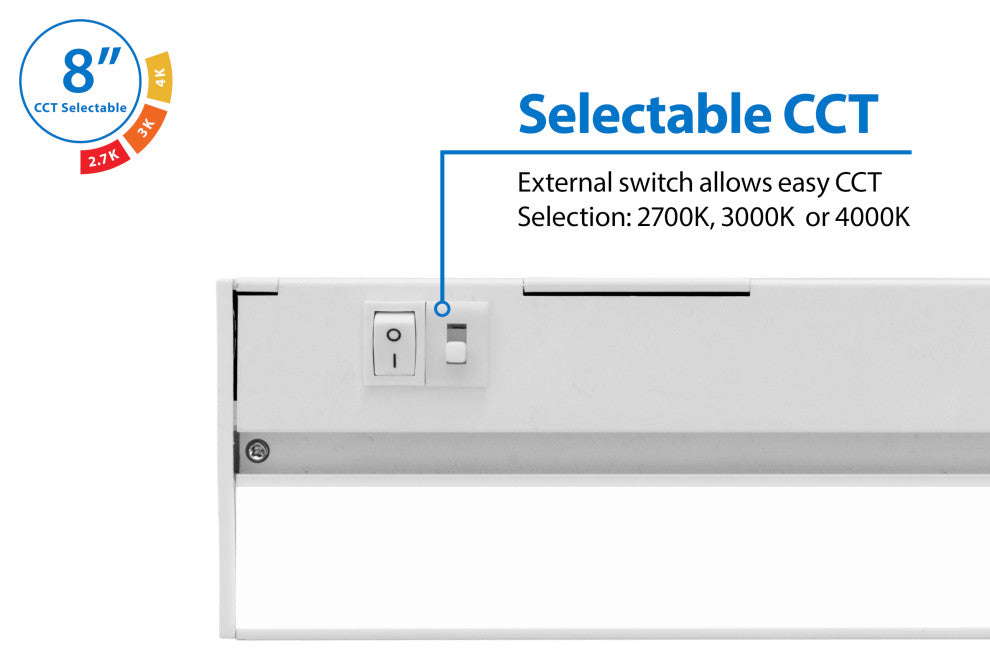 NUC-5 Series Selectable LED Under Cabinet Light, White, 8
