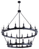 28-Light Wagon Wheel Chandelier Candle Tiered Pendant Lighting, Black