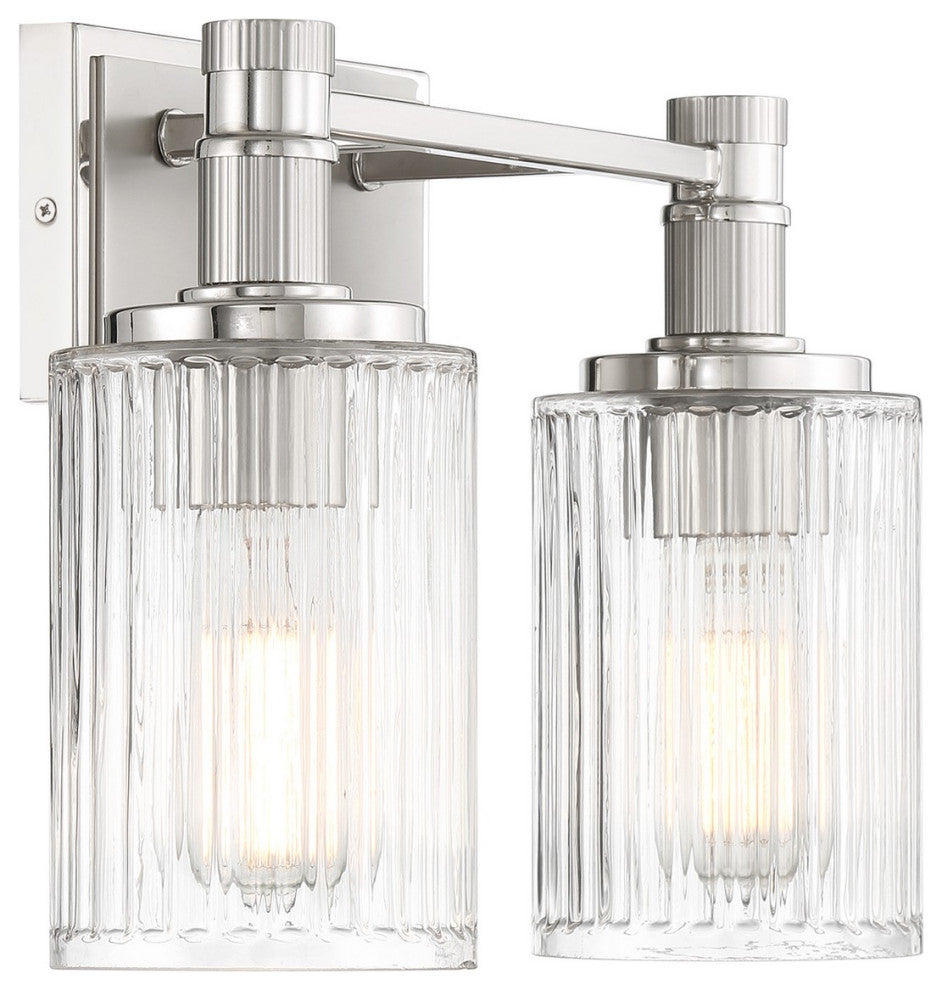 Concord 2-Light Bathroom Vanity Light, Silver and Polished Nickel