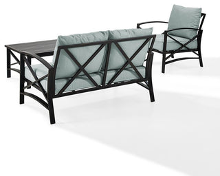 Kaplan 3-Piece Patio Set, Loveseat, Chair, Coffee Table, Mist