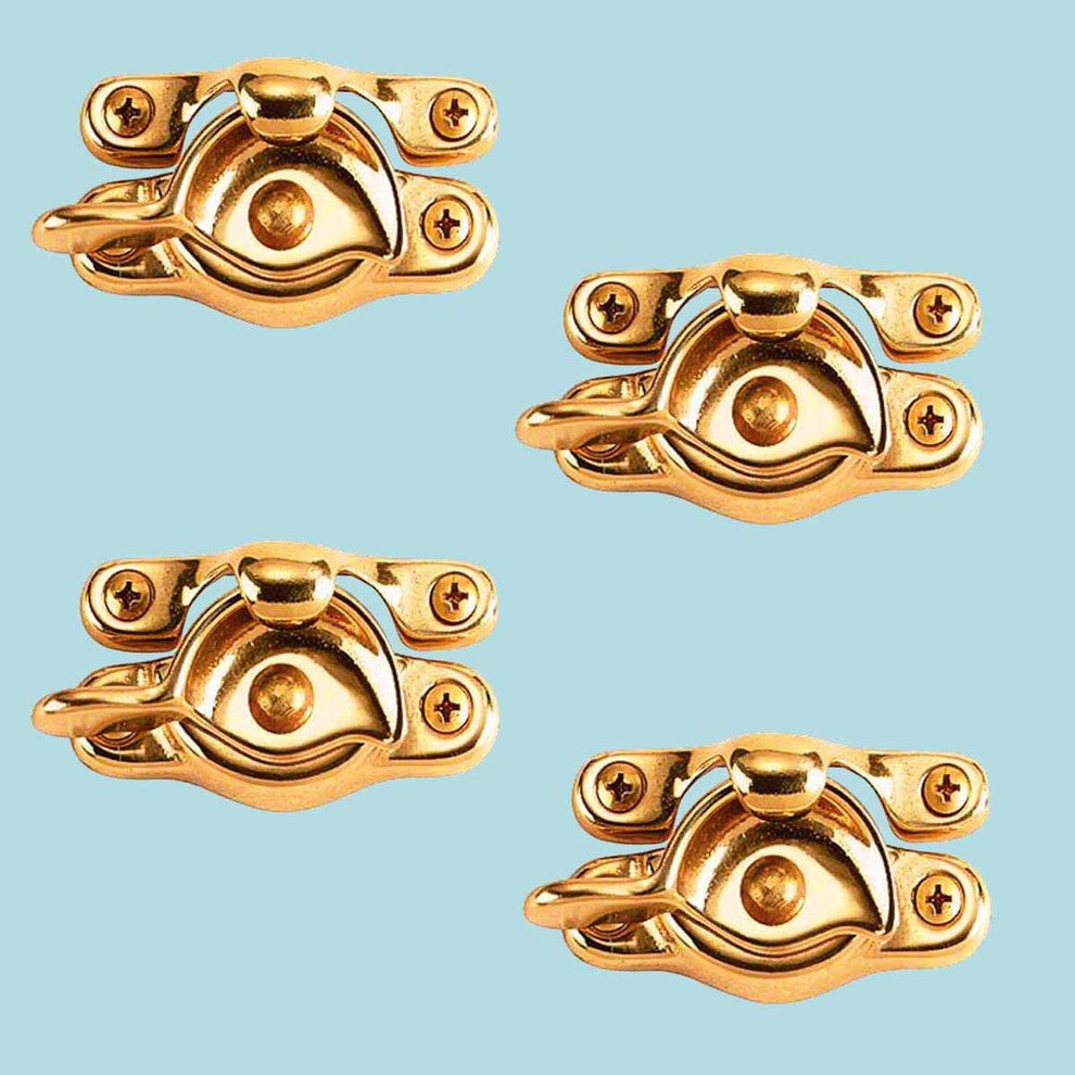 Window Sash Lock Traditional Bright Solid Brass 2 5/8" W 4 Pack