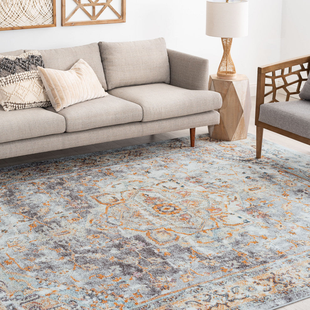 Kinsley Traditional Oriental Blue Rectangle Area Rug, 10'6"x14'6"