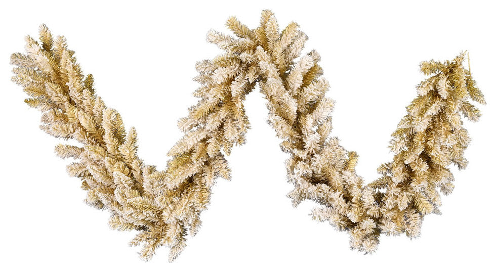 Vickerman A193514 9'X14" Frosted Gold Artificial Christmas Garland, Unlit