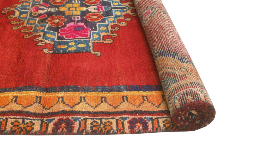 Fine Vintage Distressed Charmain Red/Beige Runner, 3'8x7'11
