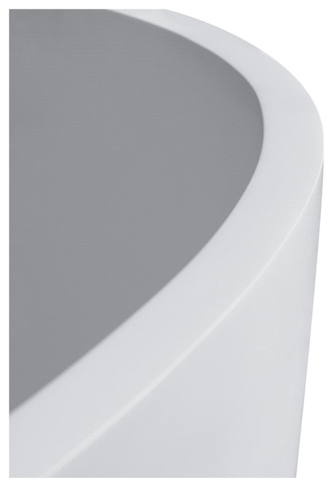 Vanity Art Solid Surface Resin Stone Freestanding Bathtub, Matte White, 59"x30"