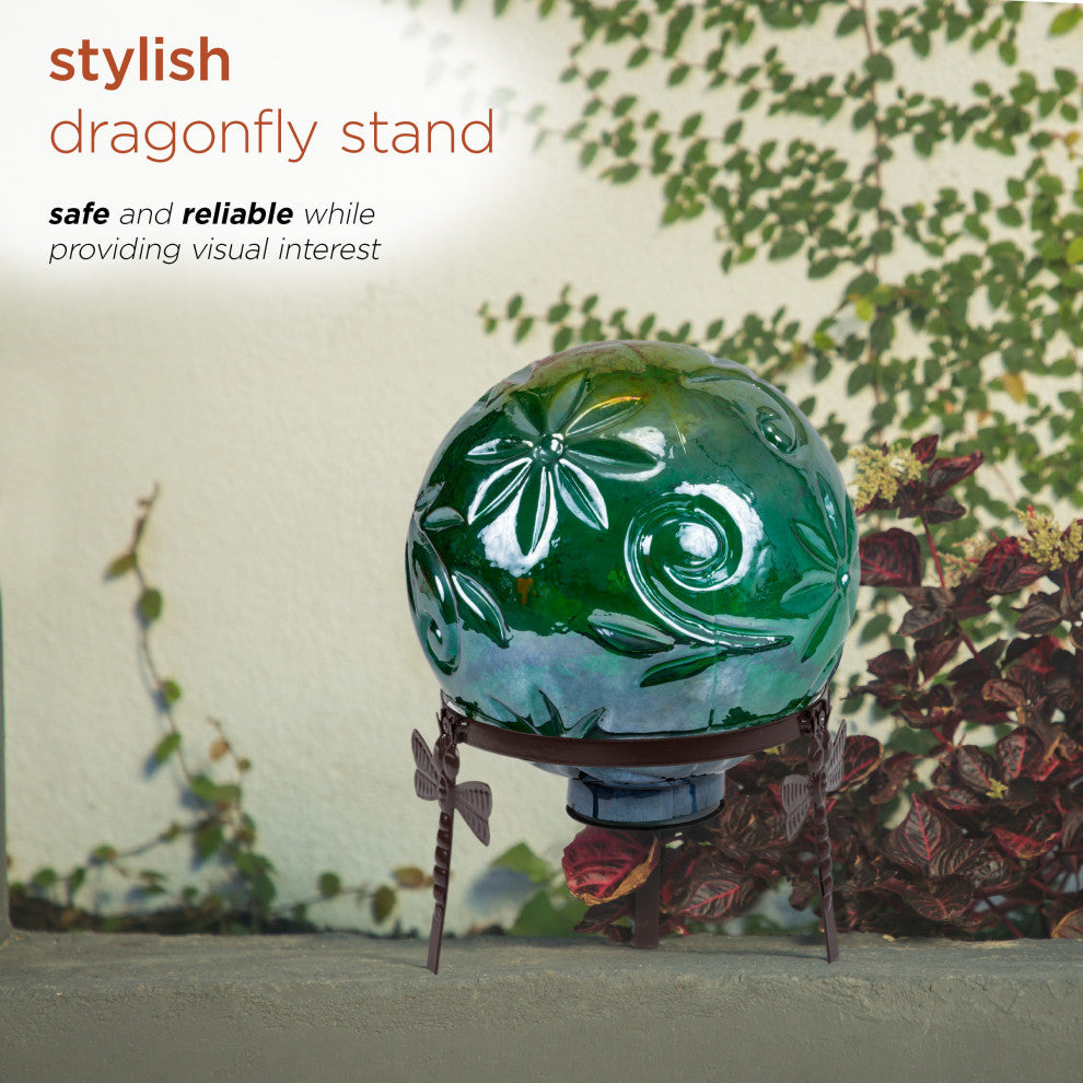 Alpine Green Glass Globe Decor With LED Light, 13" Tall