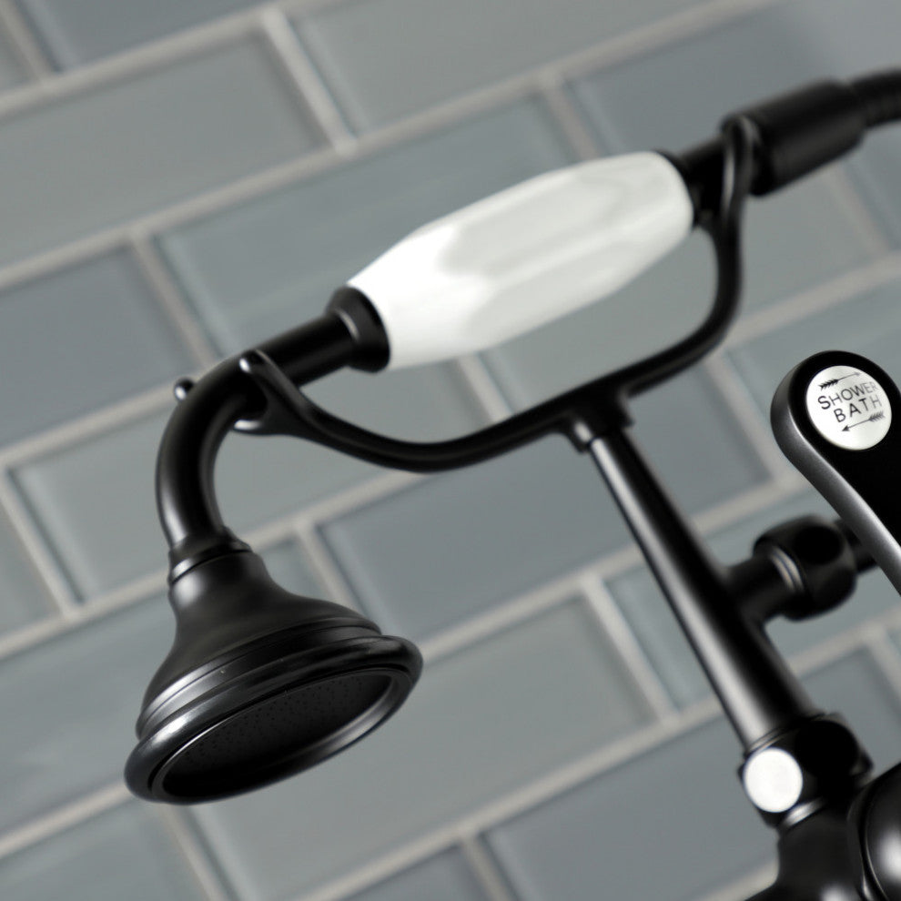 AE109T0 Deck Mount Clawfoot Tub Faucet, Matte Black