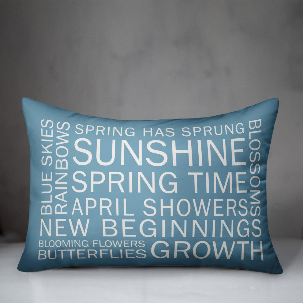 Blue Spring Sayings 20x14 Spun Poly Pillow