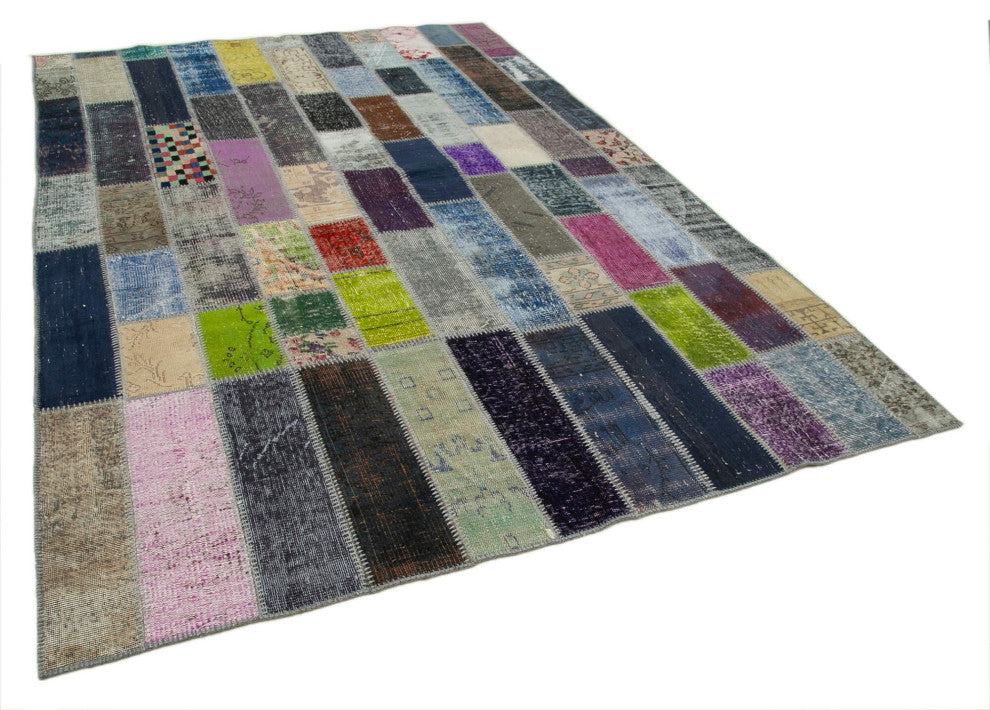 Rug N Carpet - Handwoven Turkish 6' 8" x 10' 0" One-of-a-Kind Patchwork Area Rug