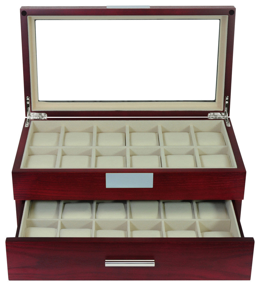 24 Oversized Extra Large Wood Watch Box Display Case Storage Jewelry Organizer
