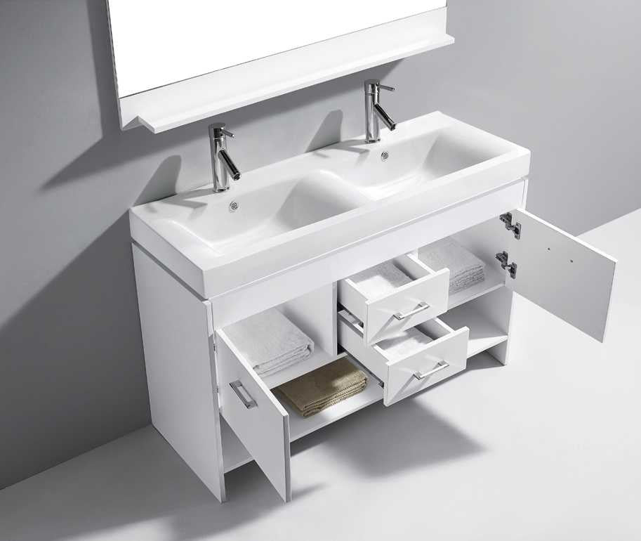 Gloria 48" Double Bathroom Vanity Set, White, Polished Chrome Faucet