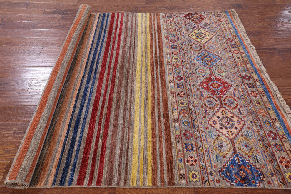 5' 8" X 8' 3" Super Kazak Khorjin Hand-Knotted Rug Q7643