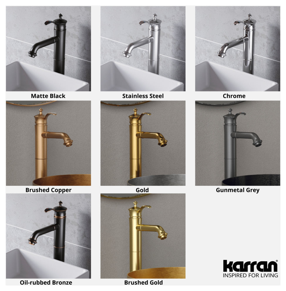 Karran 1-Handle 1-Hole Vessel Faucet With Pop-up Drain, Gold