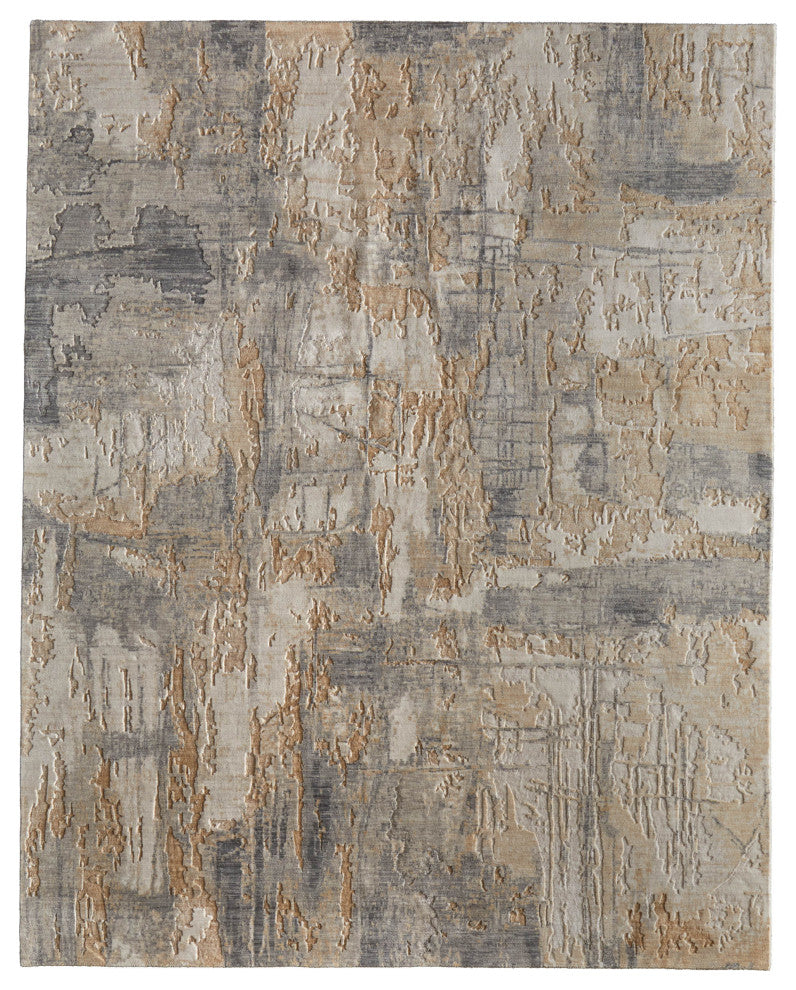 Jaxson 39PWF Modern/Industrial/BohemianArea Rug, Gray/Tan, 8'x10'