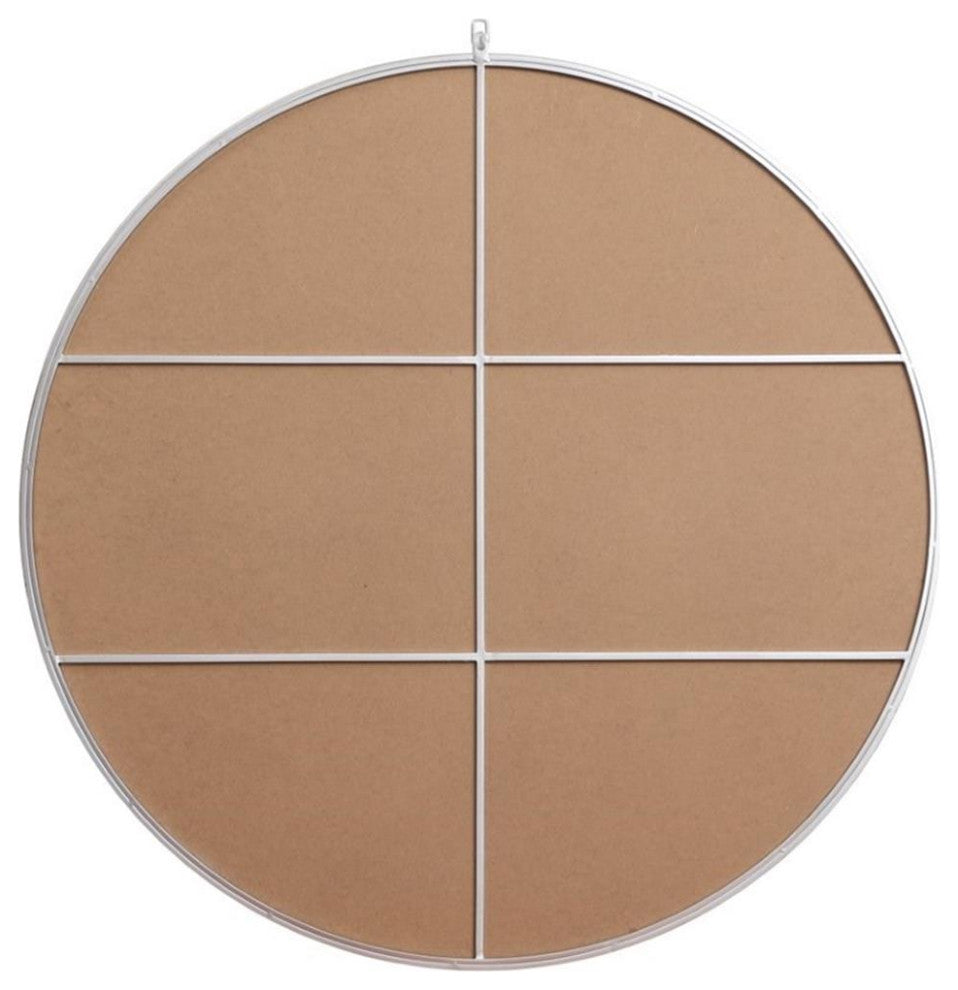 Elegant Decor Eternity 45" Round Mid Century Metal Frame Hooked Mirror in Silver