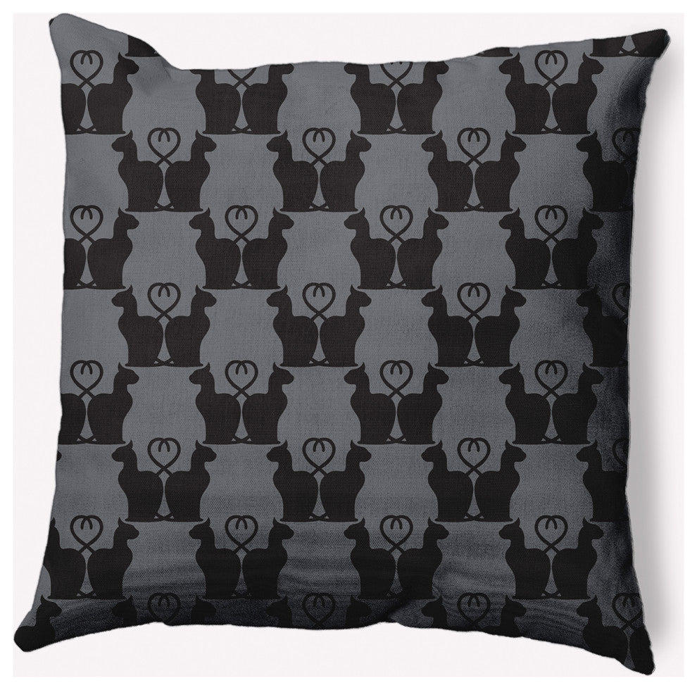 18" x 18" Cat Clowder Indoor/Outdoor Polyester Throw Pillow, Steel Gray
