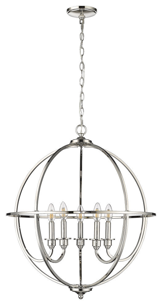 5 Light 24 in. Polished Nickel Chandelier