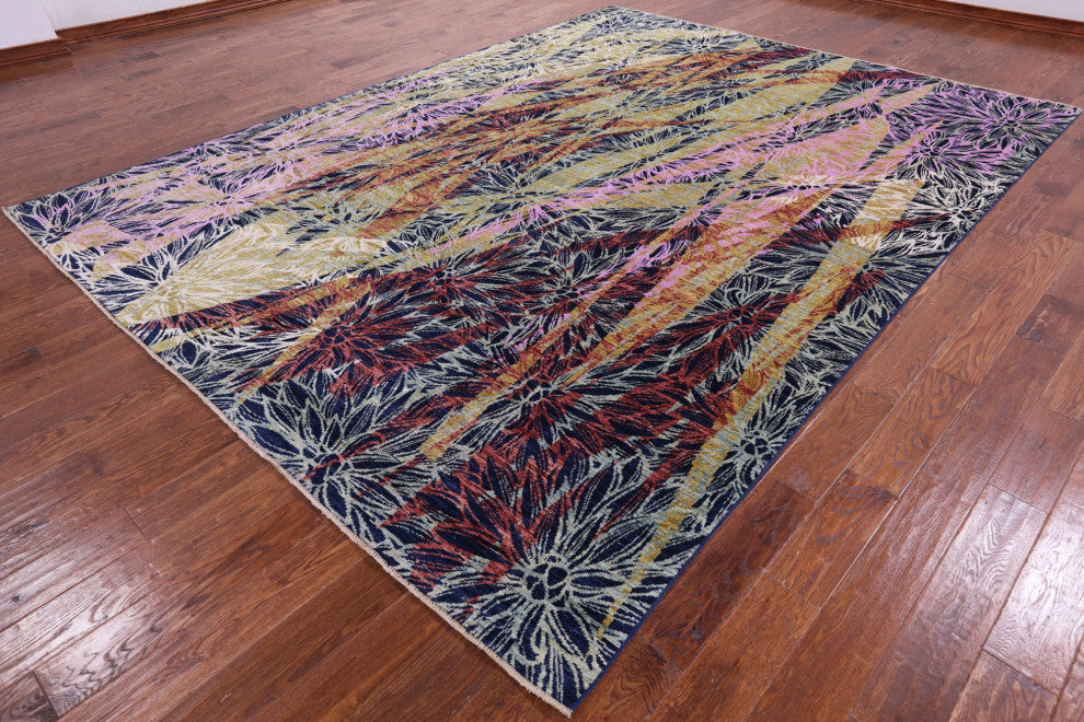 Wool and Silk Modern Handmade Rug 8' 10" X 11' 10" Q7333
