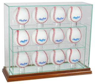 12 Baseball Upright Display Case, Walnut
