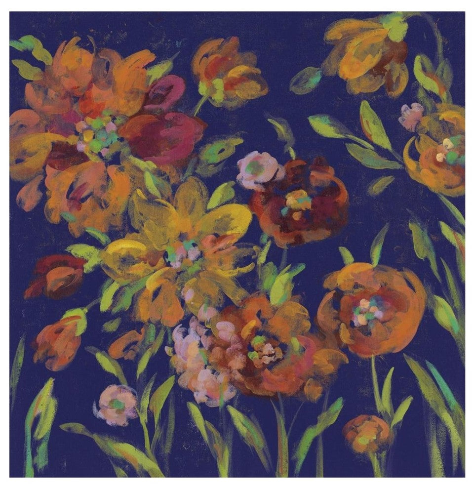 "July Garden Trio III Indigo" Digital Paper Print by Silvia Vassileva, 32"x32"