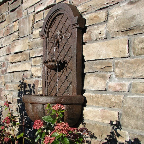 Outdoor Wall Fountain, "The Manchester" Weathered Bronze
