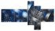 Crystal Cell Dark Blue Steel Texture, Abstract Wall Canvas, 60"x32", 5 panels