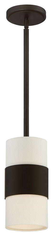 Grayson 1 Light Pendant in Dark Bronze with Cream Linen