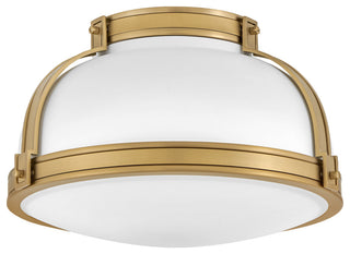 Hinkley Lighting 46351 Barton 2 Light 15"W Flush Mount Ceiling - White / Brass