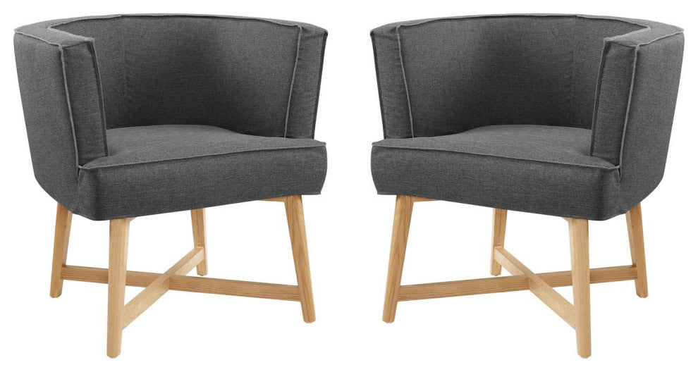 Anders Accent Chair Upholstered Fabric Set of 2 Gray