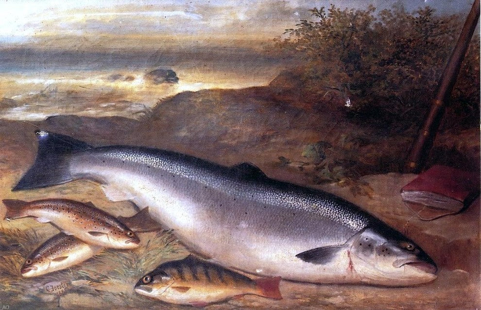 Gustave Joseph Cheret Still Life of Fish, 18"x27" Wall Decal