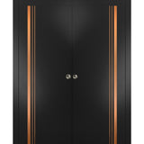 French Double Pocket Doors 84x80 | Planum 1010 Matte Black | Kit Trims Rail