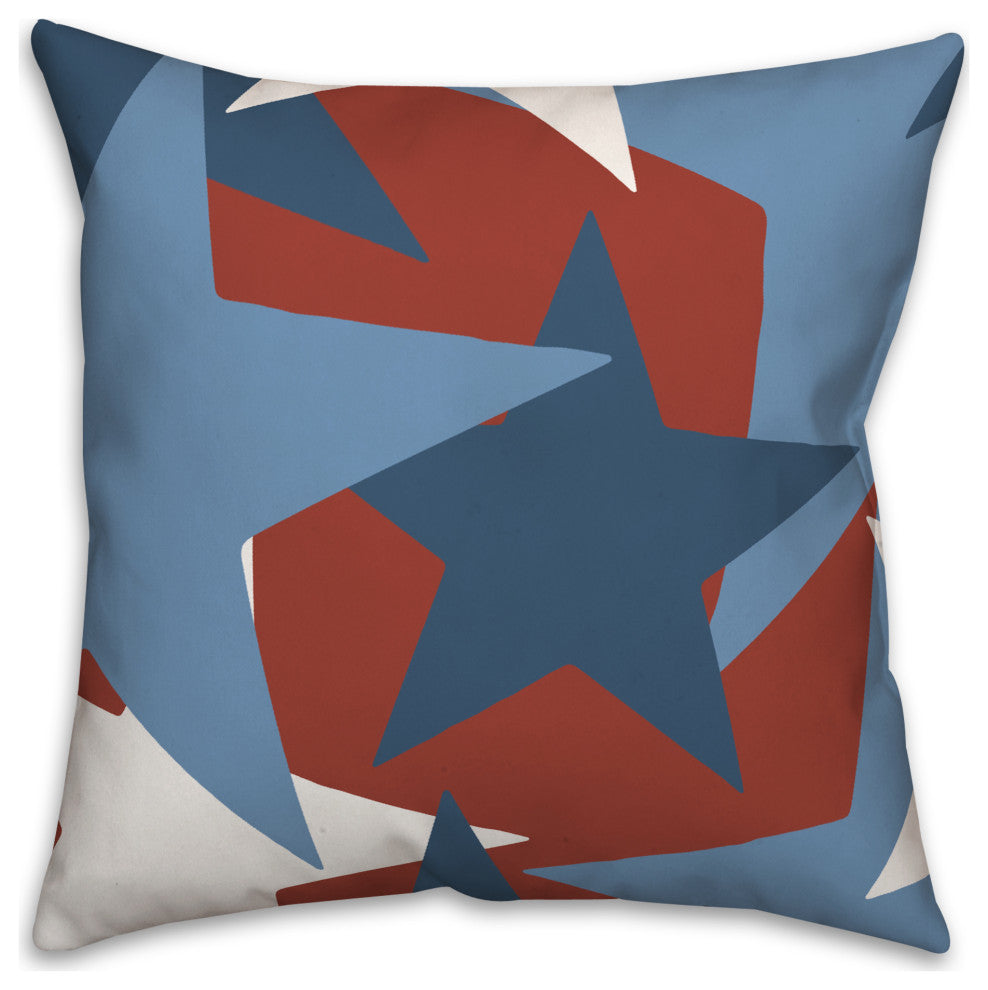Red, White and Blue Star Pattern 18"x18" Spun Poly Pillow