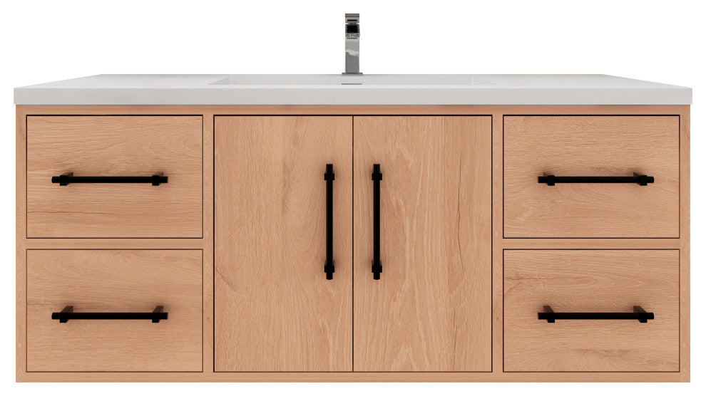 Victoria 48" Solid Wood Bath Vanity, Red Oak