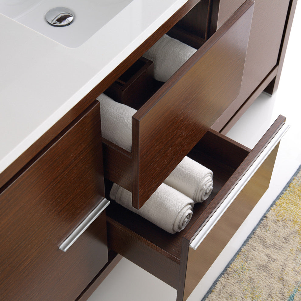 Fresca Allier 60" Wenge Brown Modern Single Sink Bathroom Vanity With Mirror