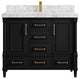 Aberdeen 42 Single Sink Bath Vanity in Black 2" Carrara Marble