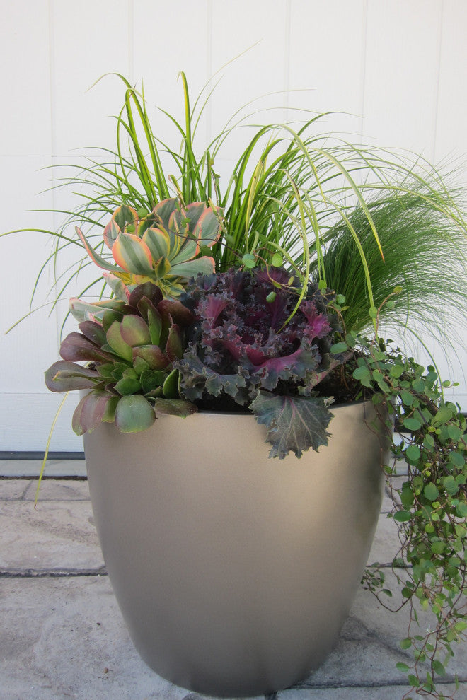 Napa Round Cylinder Planter, Gray, 18"x17.75"