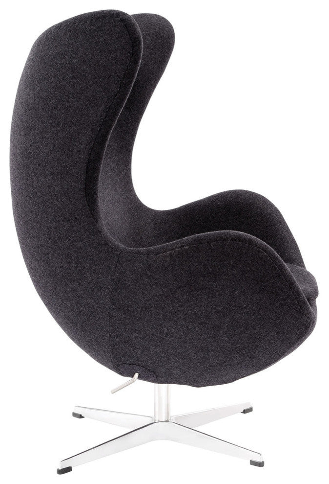 Modern Contemporary Living Room Wool Lounge Chair Dark Gray