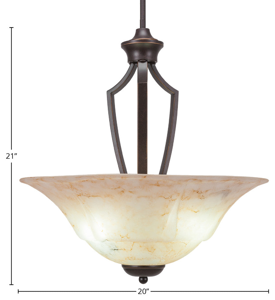 Zilo Pendant With 3 Bulbs, Dark Granite, 20" Italian Marble Glass